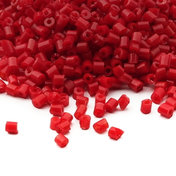 Lot (1200) Czech vintage red bugle seed glass beads 2 - 4mm