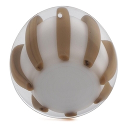 Czech beige white stripe crystal cased lampwork glass necklace pendant 39mm 