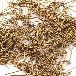 Lot (850) vintage gold tone chandelier loop head prism hangers jewelry connector pins 