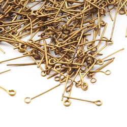 Lot (850) vintage gold tone chandelier loop head prism hangers jewelry connector pins 