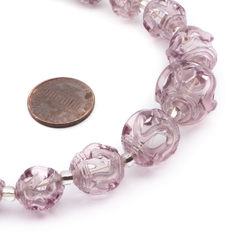 Vintage Deco Czech necklace lampwork hollow hand spun purple glass beads
