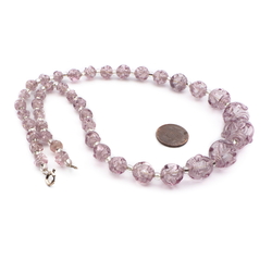 Vintage Deco Czech necklace lampwork hollow hand spun purple glass beads
