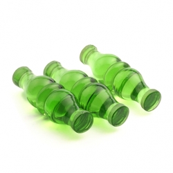 Lot (3) Large Czech antique green art glass turned balustrade furniture door handles 4.2"
