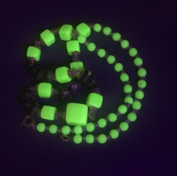 Vintage Czech necklace vaseline uranium black glass beads