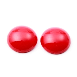 Lot (2) Czech vintage red round glass cabochons 20mm