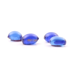 Lot (4) C19th Czech Bohemian antique sapphire blue glass cabochon drops 