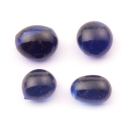 Lot (4) C19th Czech Bohemian antique sapphire blue glass cabochon drops 