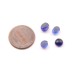 Lot (4) C19th Czech Bohemian antique sapphire blue glass cabochon drops 