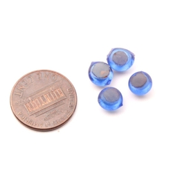 Lot (4) Czech antique sapphire blue glass cabochons craft drops