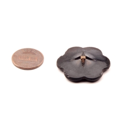 Large 32mm antique Victorian Czech faux rhinestone flower faceted black glass button