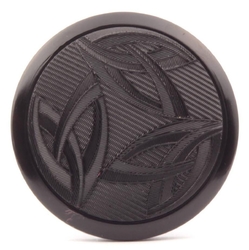 Large Antique Victorian Czech black glass button geometric floral lacy style 41mm