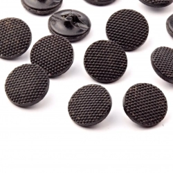 Lot (12) Czech vintage black dimple glass buttons 13mm