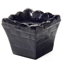 Vintage Czech miniature black glass square plant pot ornament doll house furniture