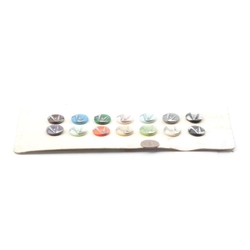 Sample card (14) Vintage Czech geometric lustre glass buttons 18mm Deco 1920's