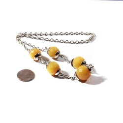 Vintage German chrome necklace Bauhaus Art Deco galalith juice yellow beads style Jakob Bengel