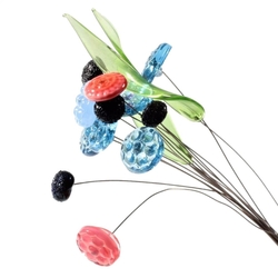 Lot (15) Vintage Czech lampwork flower leaf stem headpin glass beads