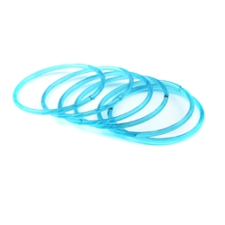 Lot (72) Antique Czech aqua blue glass bangles hoops rings 70mm