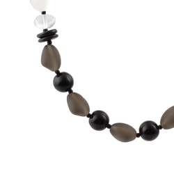 Vintage Czech necklace black crystal frost nugget glass beads