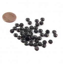 Czech Glass beads Lot (50) 7mm antique  faceted nail head black beads