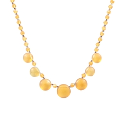 Vintage Czech necklace topaz English cut disc pendant glass beads