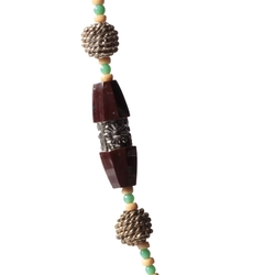 Vintage necklace Czech brown carved floral Art Deco glass beads