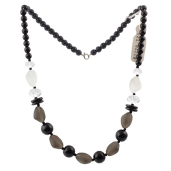 Vintage Czech necklace black crystal frost nugget glass beads