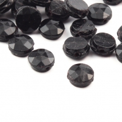 Czech Glass beads Lot (50) 7mm antique  faceted nail head black beads