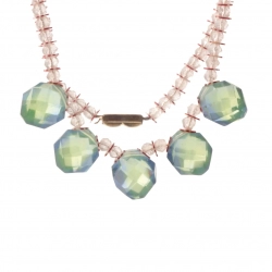 Vintage Art Deco necklace Czech uranium blue bicolor hand faceted glass beads