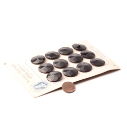 Card antique Czech black glass buttons 22mm "Derniere Nouveaute" (12)