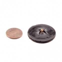 Large 32mm antique Czech faux rhinestone black lacy daisy flower glass button