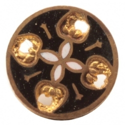 Antique Victorian Czech champleve enamel pierced floral metal button