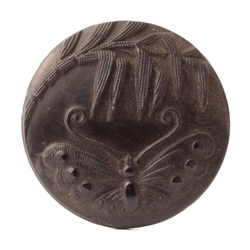 Antique Victorian 1800's Czech butterfly black glass button 23mm