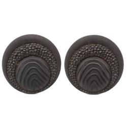 Lot (2) Antique Victorian Czech imitation marcasite crescent black glass buttons 32mm