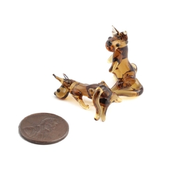Lot (2) Czech lampwork amber topaz glass Great Dane dog earring beads