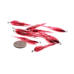 Lot of (10) Czech lampwork cranberry pink twist earring pendant glass beads