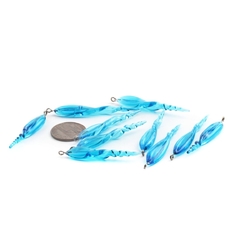 Lot (10) Czech lampwork light sapphire blue twist earring pendant glass beads