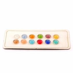 Sample card (12) vintage 1920's transparent intaglio floral Czech glass buttons