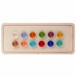 Sample card (12) vintage 1920's transparent intaglio floral Czech glass buttons