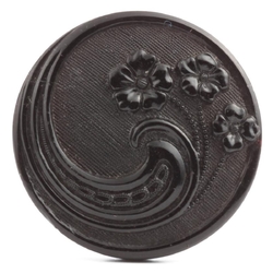 Antique Victorian Czech black flower glass button 27mm