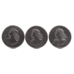 Lot (3) Rare antique Victorian Czech black cameo picture glass buttons 22mm