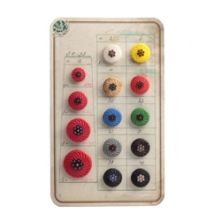 Vintage Czech Glass 36 mm Robins Egg Blue Japanese Flower Crest Button 