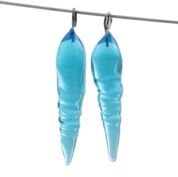 Lot (10) Czech lampwork transparent blue teardrop twist earring pendant glass beads