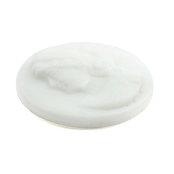 Large vintage Czech ladies head picture cameo white glass cabochon 33mm