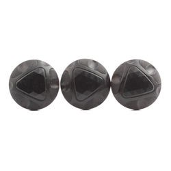 Lot (3) Antique Victorian Czech geometric faceted black glass buttons 27mm