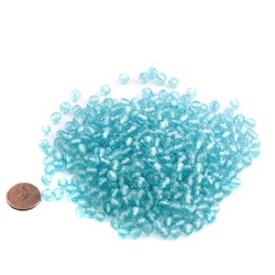 Lot (480) Austrian D.S antique aqua blue round faceted glass beads 5mm