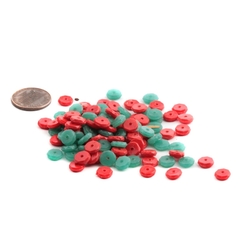 Lot (113) Czech antique red and chrysoprase green rondelle faceted glass beads 7mm