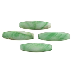 Lot (4) large Czech vintage jade green marble oval rectangle flatback glass rhinestones 37x11mm