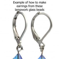 Lot (2) Czech lampwork glass ladybug earring pendant headpin glass beads