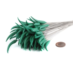 Czech lampwork green jade glass flower spike earring headpin glass bead (1 bead)