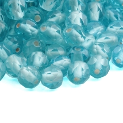 Lot (480) Austrian D.S antique aqua blue round faceted glass beads 5mm
